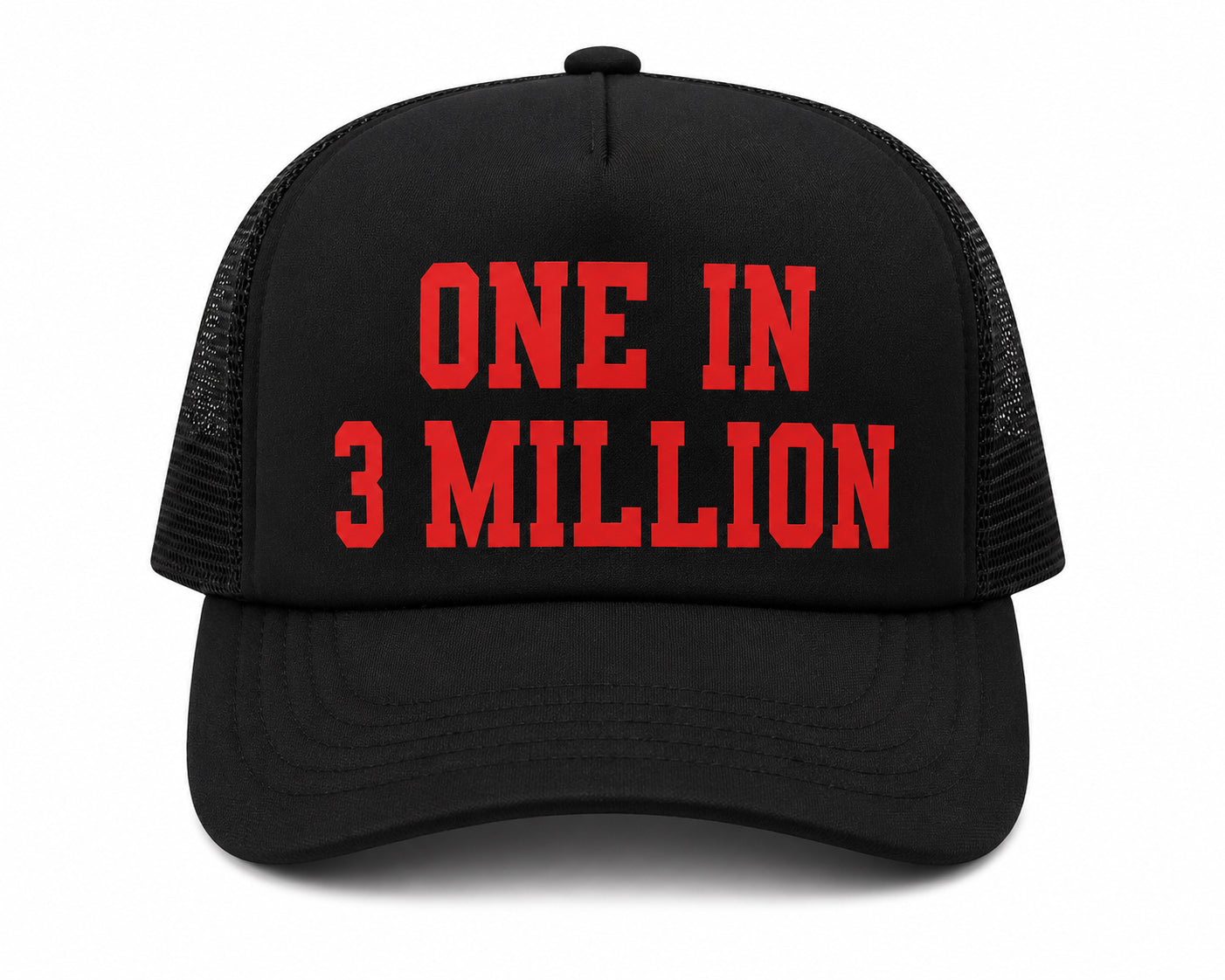 ONE IN 3 MILLION Trucker Hat | Red/Black